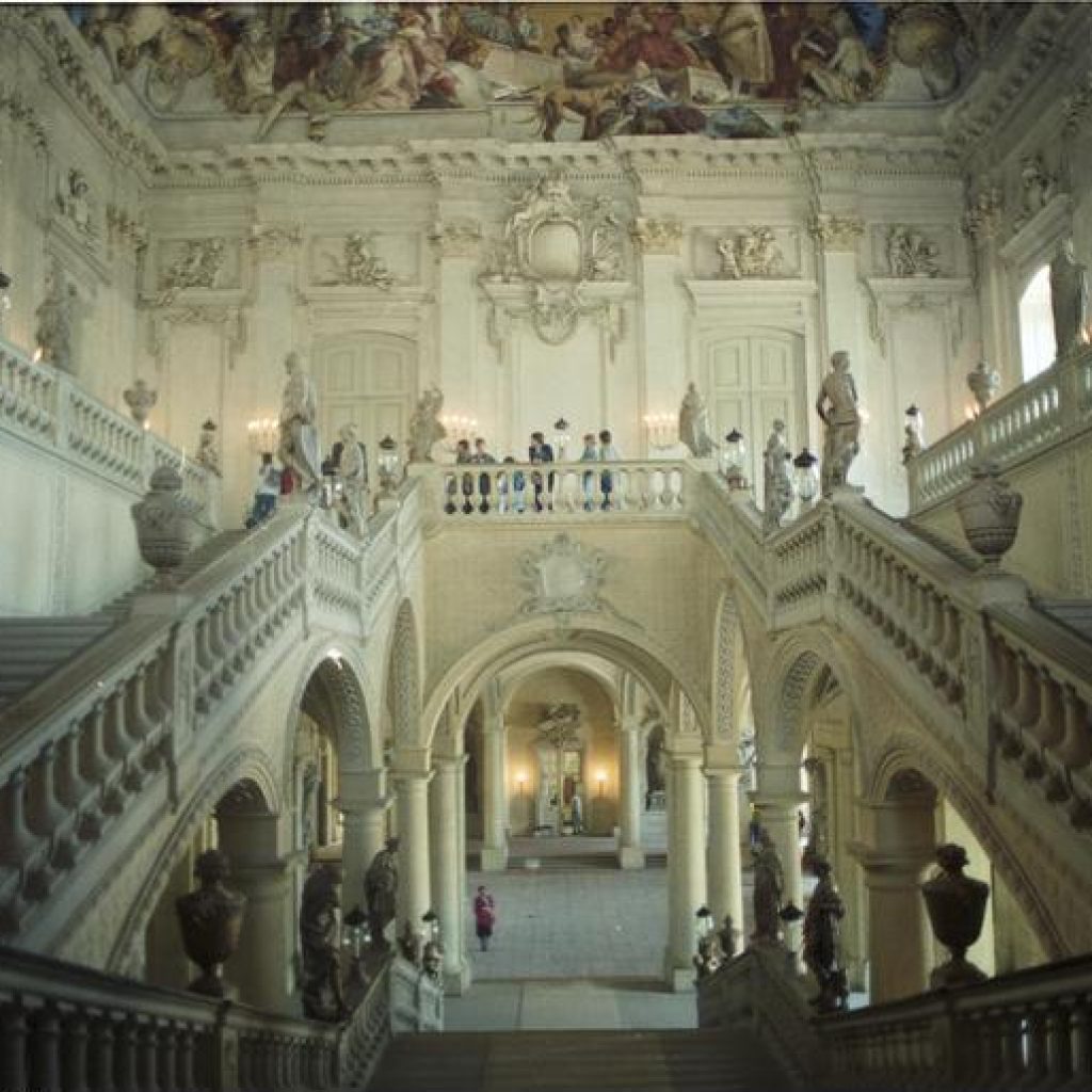 Würzburg Residence baroque palace Tiepolo fresco during a guided tour in Würzburg, Germany